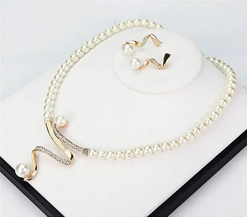 Natural Pearl Necklace + Earring Set - Image 4